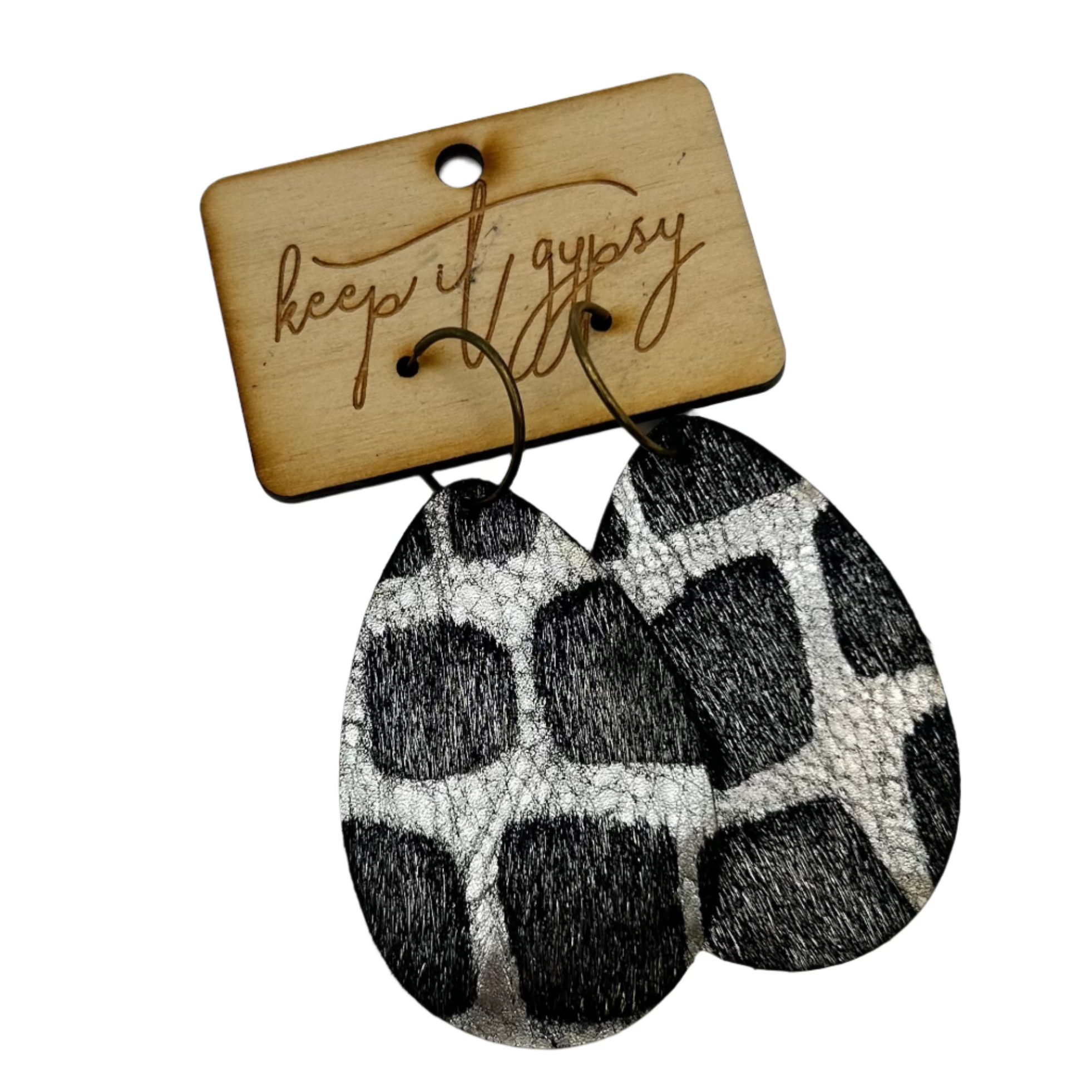 Silver and Black Faux Fur Earrings